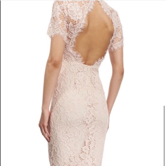 ALEXIS midi dress laced floral pink sheath bodycon nude formal wedding prom boho - Picture 2 of 14